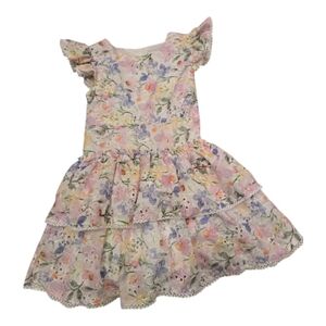 Vintage Y2k Rare Editions Pastel Floral Ruffle Sleeve Dress